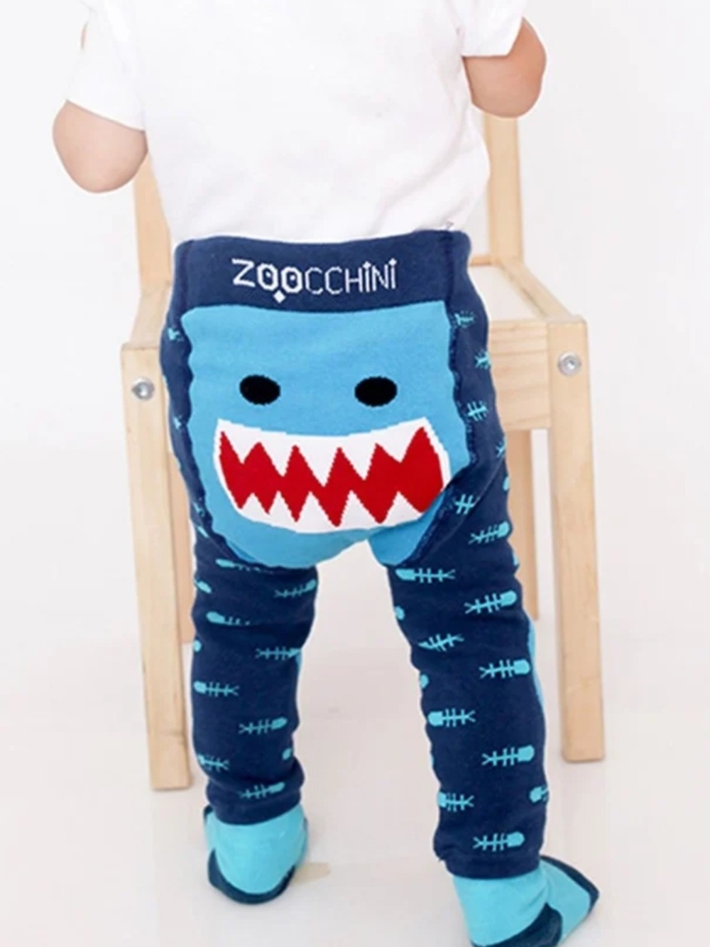 Zoocchini Shark Face Baby Leggings - Navy & Aqua